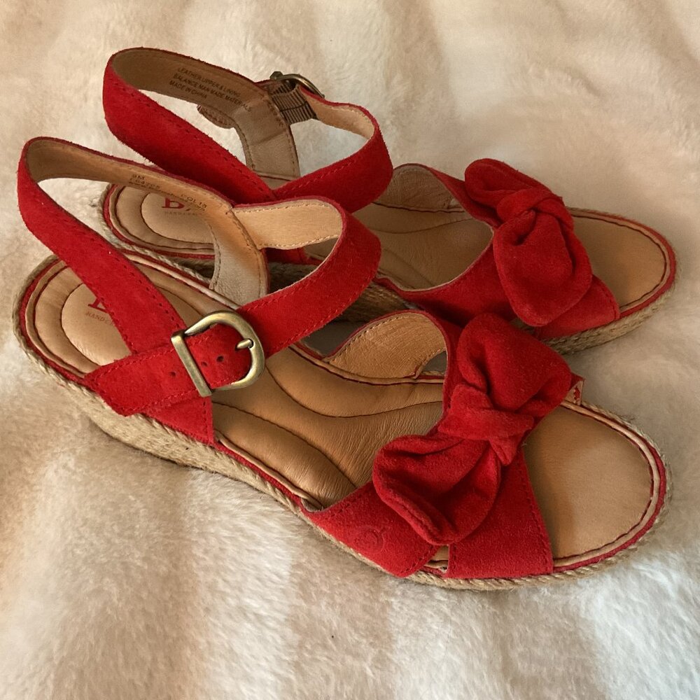 Born suede leather wedge espadrilles women's size 9